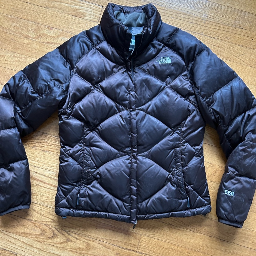 The North Face shiny rich brown Puffer coat